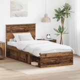 VidaXL Cadru de pat cu headboard Lemn vechi 100 x 200 cm Lemn compozit 3407920