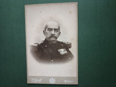 fotografie atelier fotografic W. OPPELT Bucuresci -bulevardul Elisabeta , Regatul Romaniei . Colonelul Constantin HOREZEANU foto