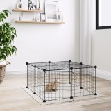 VidaXL Cușcă animale de companie cu ușă 12 panouri negru 35x35 cm oțel