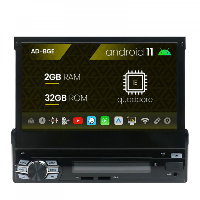 Navigatie All-In-One cu Ecran Retractabil, Android 11, QUADCORE 2GB RAM + 32GB ROM, 7 Inch cu DVD - AD-BGE1001DIN foto