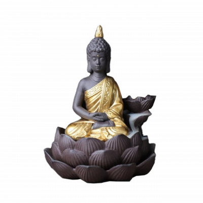 Suport ardere conuri parfumate Pufo Buddha, pentru aromaterapie, 13 cm foto