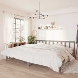 Cumpara ieftin Cadru de pat, gri, 200x200 cm, lemn masiv de pin