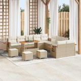 vidaXL Set de canapele pentru grădină cu pernă 14 pcs bej și crem