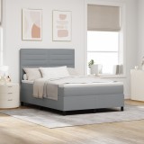 VidaXL Pat cu arcuri , saltea și lumină LED gri deschis, dimensiuni 140 x 200 cm, cadru din material