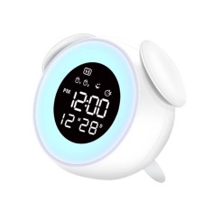 Ceas digital cu alarma de noptiera, LED, Control tactil, USB, Alimentrare SV, alb foto
