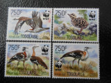 Togo-Fauna wwf,pasari-serie completa,nestampilate MNH