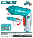TOTAL - SURUBELNITA ELECTRICA 4V HEX 1/4'' + ACCESORII,INCARCARE USB