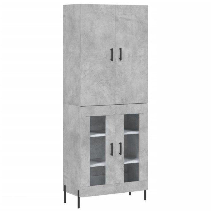 Dulap inalt, gri beton, 69,5x34x180, lemn compozit