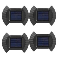 Set 4 lampi LED solare cu lumina bidirectionala pentru garduri, scari exterioare, senzor de lumina calda