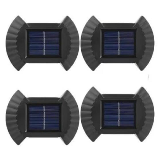 Set 4 lampi LED solare cu lumina bidirectionala pentru garduri, scari exterioare, senzor de lumina calda