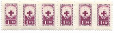 Romania - Timbre Crucea Rosie, 1952, 1 L, neobliterate, bloc de 6