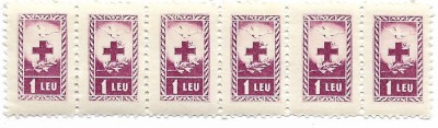 Romania - Timbre Crucea Rosie, 1952, 1 L, neobliterate, bloc de 6 foto
