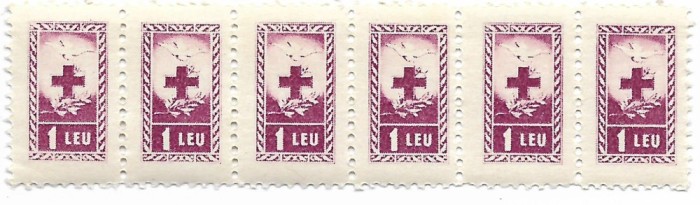 Romania - Timbre Crucea Rosie, 1952, 1 L, neobliterate, bloc de 6