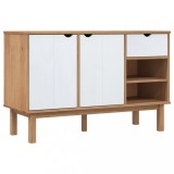 Cumpara ieftin Servanta OTTA, maro si alb, 114x43x73,5 cm, lemn masiv de pin