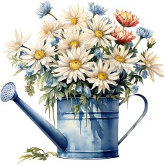 Sticker decorativ, Flori Crizanteme, Alb, 60 cm, 1363STK-6