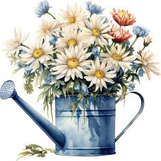 Sticker decorativ, Flori Crizanteme, Alb, 60 cm, 1363STK-6