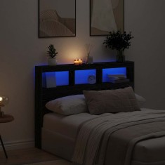 Gossi dulap pentru tablie cu led stejar negru 140x17x102 cm