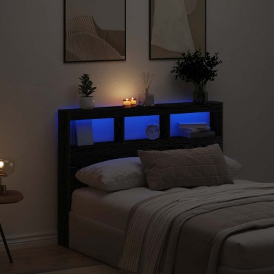 vidaXL Dulap pentru tăblie cu LED Stejar negru 140x17x102 cm 863130 foto