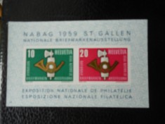 Elvetia-Expo Nabag 1959-bloc nestampilat foto