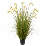 Planta artificiala iarba ornamentala tip spice de orez, 150 cm, verde-galben