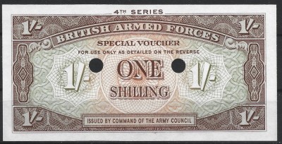 !!! RARR : MAREA BRITANIE , VOUCHER MILITAR - 1 SHILLING (1962} - P M32 b - UNC / CEL DIN SCAN foto