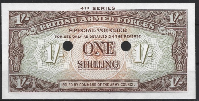 !!! RARR : MAREA BRITANIE , VOUCHER MILITAR - 1 SHILLING (1962} - P M32 b - UNC / CEL DIN SCAN