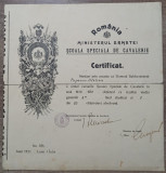 Certificat Scoala Speciala de Cavalerie 1931