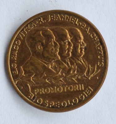 Promotorii Bio Speologiei - E. Racovita, R. Jeannel, A. Chappuis, insigna Rara foto