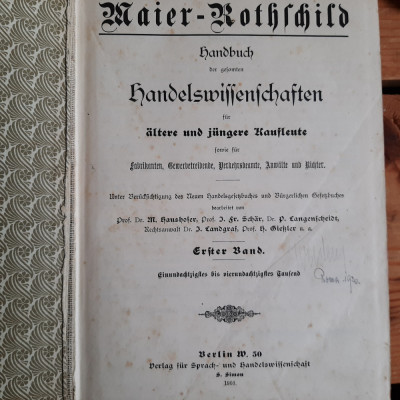 Maier-Rothshild &amp;quot;Handbuch Handelswissenschaften&amp;quot; (1903) foto