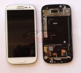 Display LCD Touchscreen cu Rama Alb Samsung Galaxy S3 I9300 Original