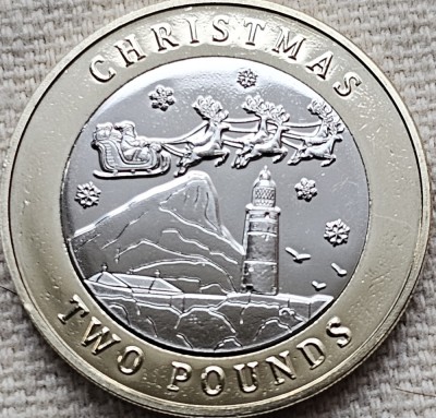 Monedă 2 pounds 2024 Gibraltar, Christmas 2024 , unc foto