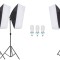 Kit 3 softboxuri , soclu E27, 3x becuri foto 85W, Negru