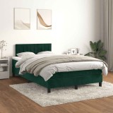 vidaXL Pat box spring cu saltea, verde &icirc;nchis, 120x200 cm, catifea 3141416