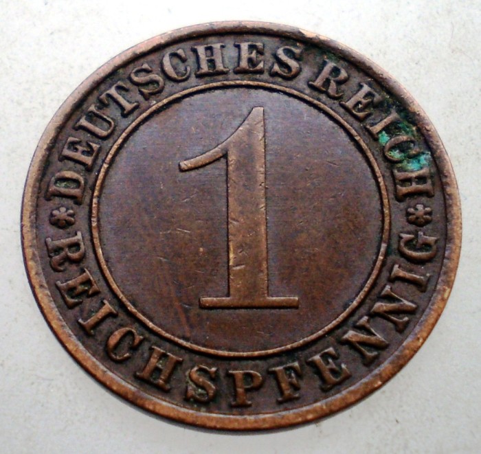 B.192 GERMANIA WEIMAR 1 REICHSPFENNIG 1933 A