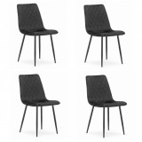 Cumpara ieftin Set 4 scaune bucatarie/living, Artool, Turin, catifea, metal, negru, 44.5x53x88.5 cm