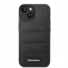 Husa de protectie telefon Karl Lagerfeld pentru iPhone 14 Plus, Quilted Puffy Metal Logo, Piele ecologica, Negru