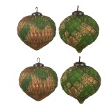 Cumpara ieftin Set 4 globuri brad Craciun sticla verde aurie 15x15 cm
