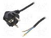 Cablu alimentare AC, 2m, 3 fire, culoare negru, cabluri, CEE 7/7 (E/F) &amp;#351;tecar in unghi, SCHUKO mufa, PLASTROL - W-97156