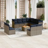 Gossi set mobilier de gradina cu perne, 12 piese, gri, poliratan