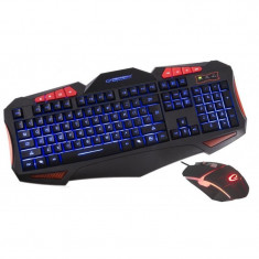 Kit tastatura Gaming USB si mouse 2400 DPI, iluminate, Esperanza Shelter foto