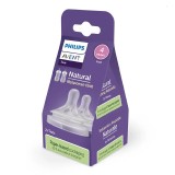 Tetina cu debit 4 Natural Response, 3 luni+, SCY964/02, 2 bucati, Philips Avent
