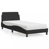 VidaXL Pat cu saltea, Dover, negru, 90x190 cm, catifea 3208313