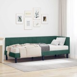 vidaXL Cadru de pat colțar cu saltea Verde &icirc;nchis 80 x 200 cm Catifea