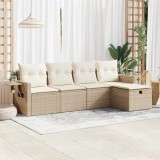 VidaXL Set canapele de grădină cu perne, 5 piese, bej, poliratan 3325464