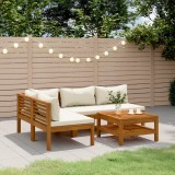 Set Mobilier Gradina Gossi, 5 Piese, Lemn Acacia, Perne Crem, Rezistent Intemperii