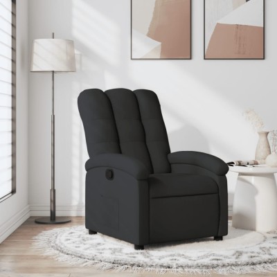 vidaXL Fotoliu rabatabil din material textil negru 3205382 foto