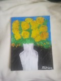 TABLOU PE PANZA CU SASIU NOU 30X40 CM VAS CU FLORI