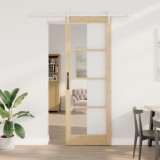 Set de ușă glisantă vidaXL cu hardware 83x232 cm din lemn masiv din pin