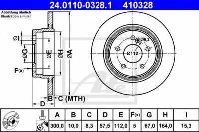 Disc frana MERCEDES C-CLASS T-Model (S204) (2007 - 2014) ATE 24.0110-0328.1 foto