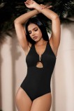 Costum de baie &icirc;ntreg - Include corset modelator pentru subțierea taliei - Negru - Black, 6XL